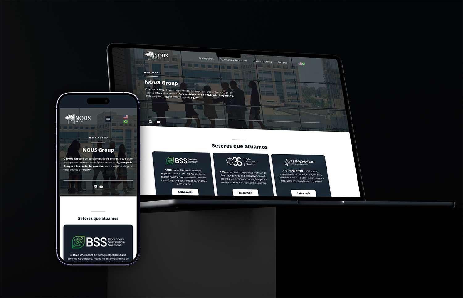 Mockup do case Nous Group